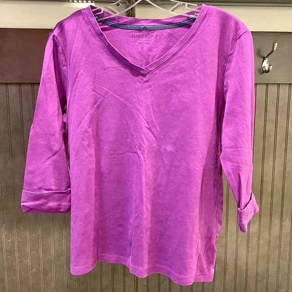 Ellen Tracy Tops - Purple Haze Egyptian Cotton 3/4 Sleeves Casual Top